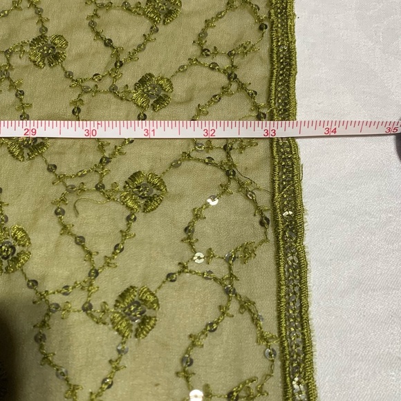 Set of 3 Vintage Embroidered Dupattas, Shades of Green with lots of bling, GUC - Picture 3 of 16